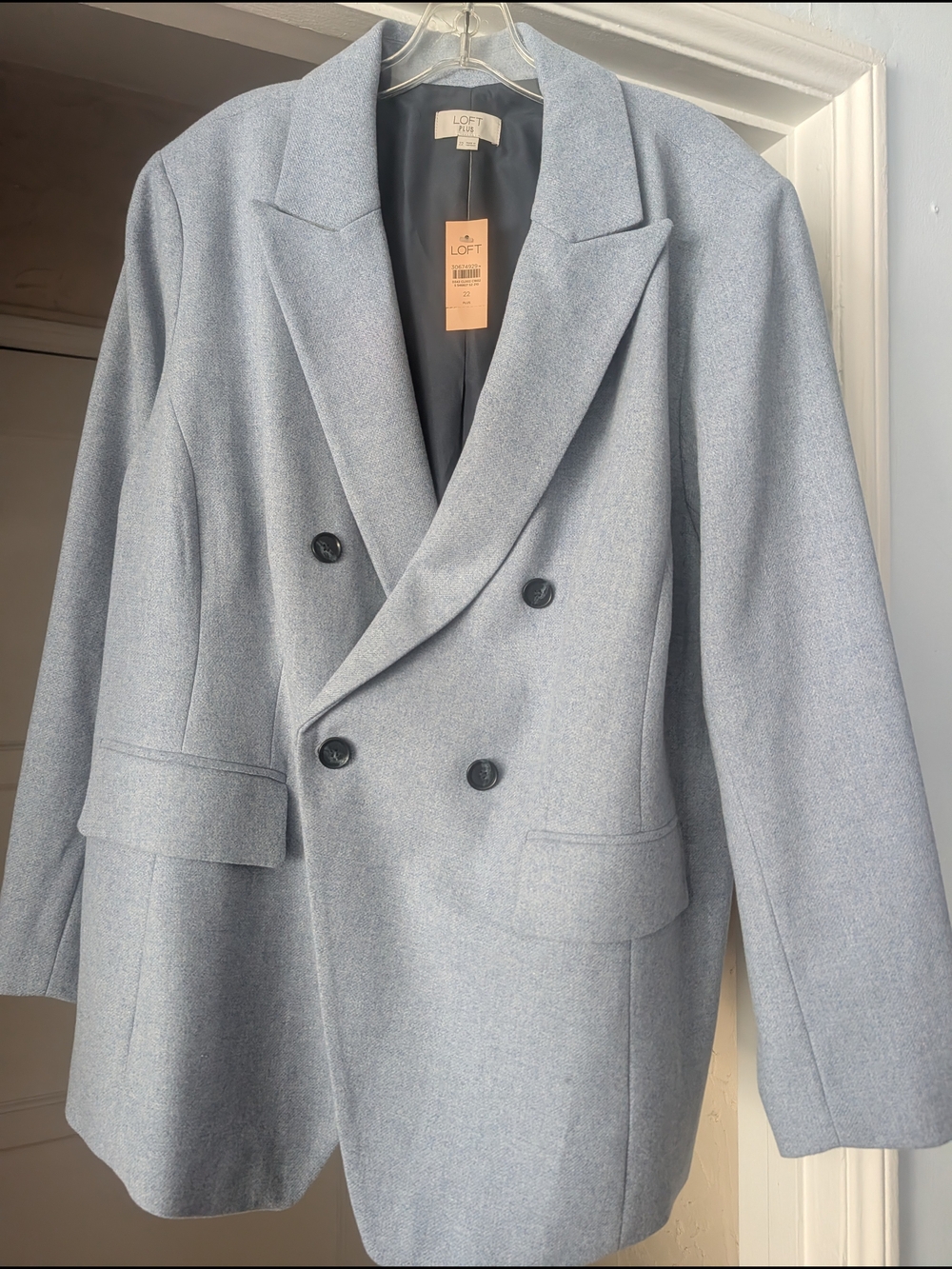 LOFT Women's s Double-Breasted Blazer in Light Blue